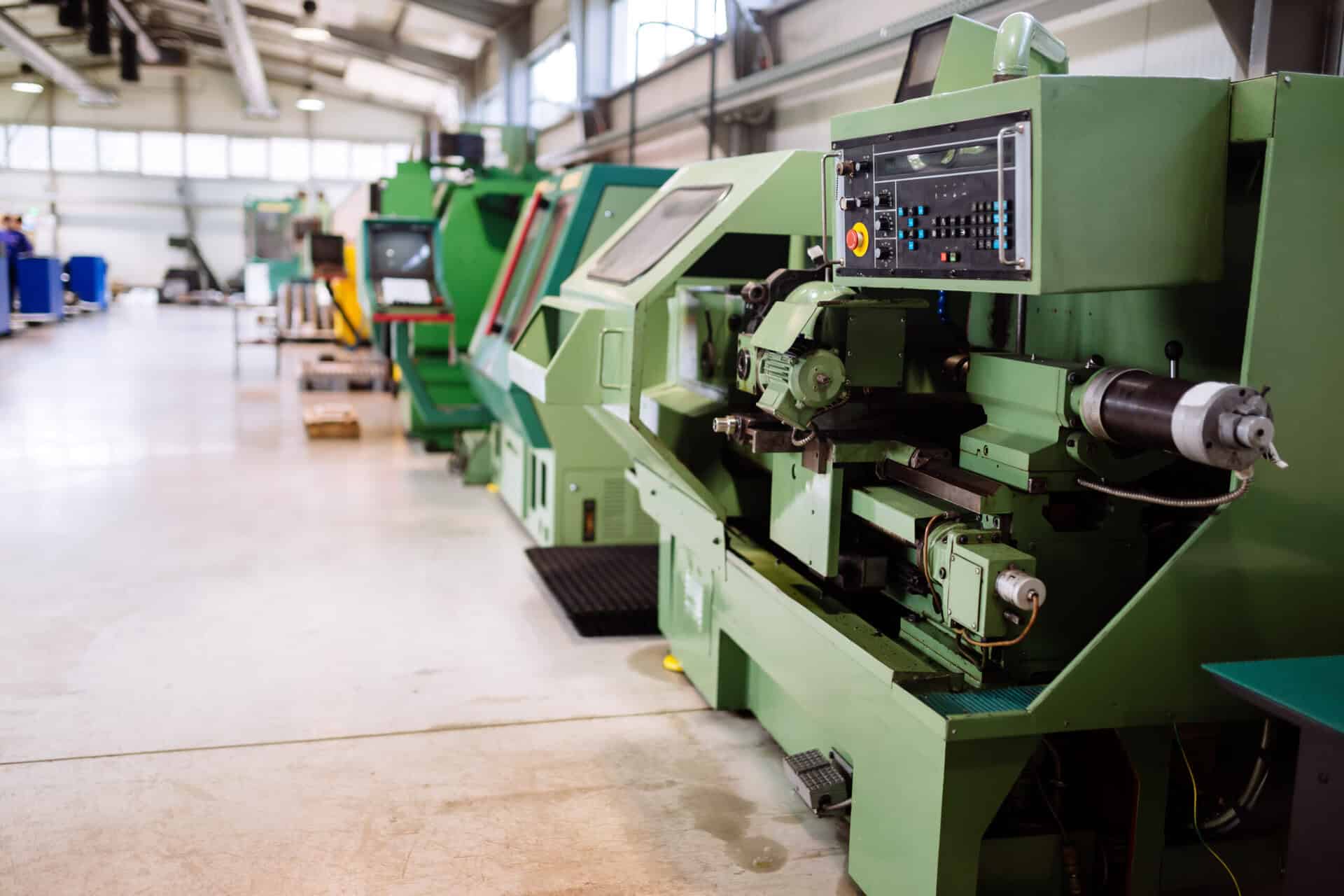 Manufacturing cyber security in an industrial factory with CNC equipment and production systems